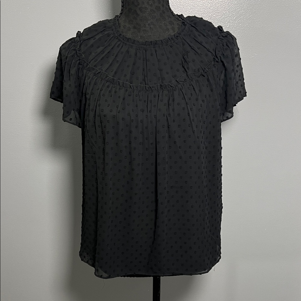 J. Crew Black Textured Blouse size Small